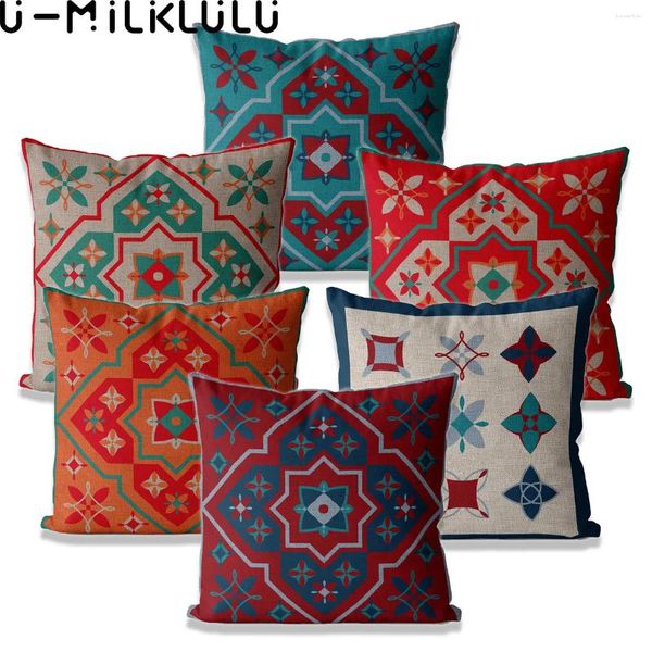 Almohada colorida cubiertas de estilo de Marruecos decorativos 45 40x40 almohadas de tiros decoración del hogar cubierta de lino geométrico