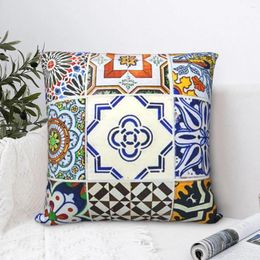 Almohada colorida portuguesa de cola de baldosas arte para silla de sofá para el hogar