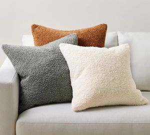 Oreiller couvercle moelleux en peluche coloré pour décoration intérieure moderne - canapé doux et confortable taie d'oreiller salon chambre à coucher 18