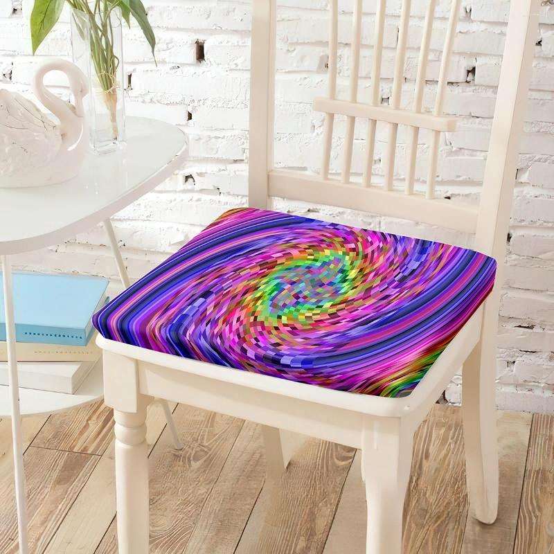 Pillow Colourful Flowing Line Swirls Printing Chair Square Backrest S Soft Breathable Chairs Pad For Kitchen Home Decor