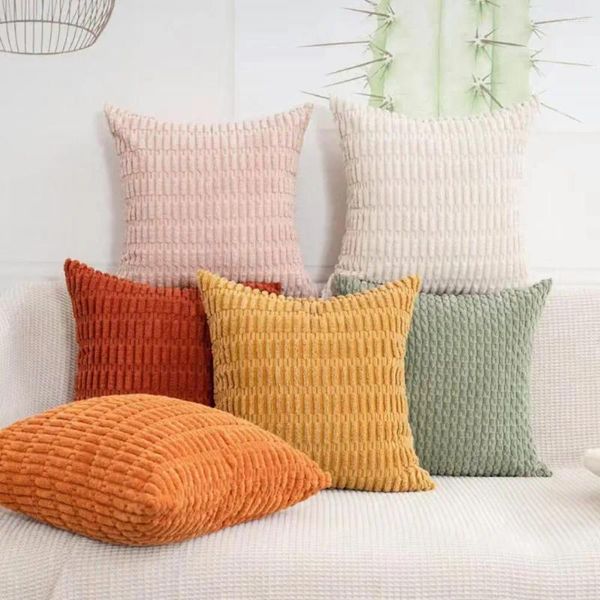 Almohada Cubierta cómoda Boho Cubiertas de tiro a rayas para la decoración del hogar de la granja moderna Decoración del sofá suave