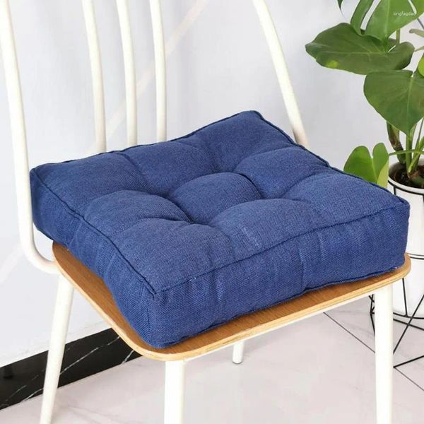 Almohada Asiento cómodo Plaza de lino de algodón transpirable con acolchado elástico alto para silla de oficina en casa Sofá Tatami