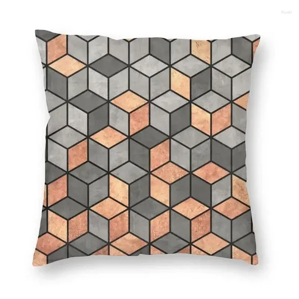 Almohada de hormigón y cubos de cobre cubierta 45x45 decoración del hogar impresión patrón geométrico abstracto tiro para coche dos lados