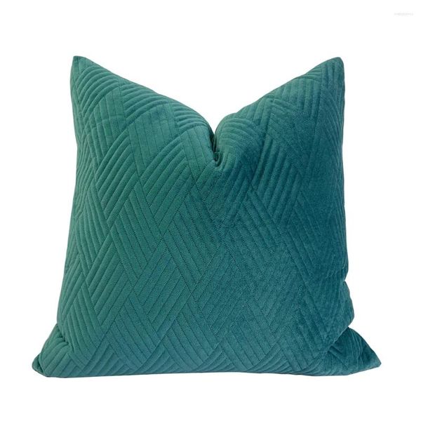 Taie d'oreiller en velours matelassé contemporain, 45x45cm, vert foncé, doux, cadeau, housse décorative pour sol de maison et voiture, paquet de 1 pièce