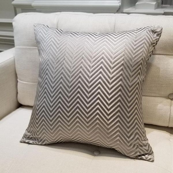 Almohada contemporánea gris Beige brillante hogar sofá funda decorativa Zigzag silla cubierta 45x45cm 30x50cm Lumbar 1 pc/lot