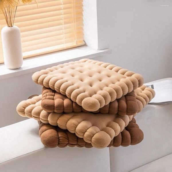 Oreiller Cookie Biscuit forme en peluche doux coussin de siège de voiture décoratif Tatami dos canapé maison chaise
