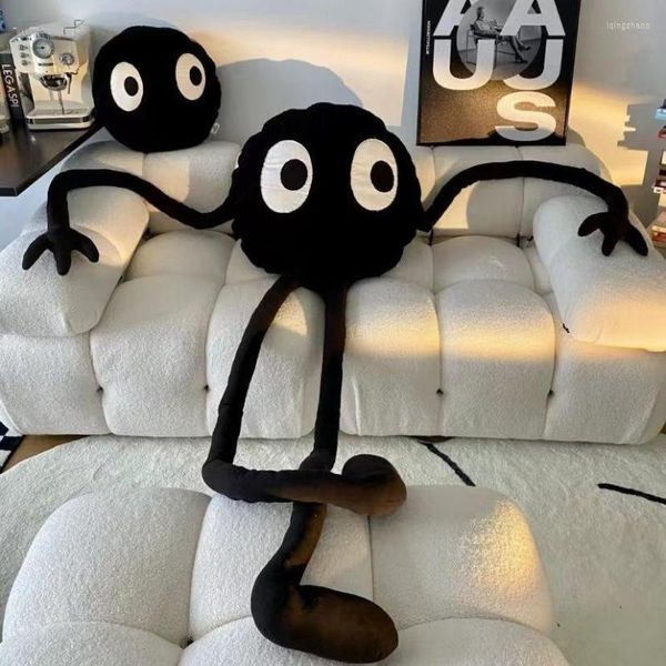 Almohada Cool Black Coal Long Leg Plush Cartoon Home Chair Sofá Decorativos Dormitorio Niños Hombres Mujeres Party Play Gift