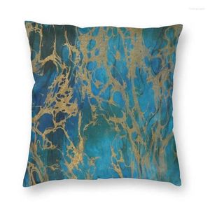 Kussen Cool Blue en Gold Marble Cover Home Decoratieve 3D Two Side Printing Textuur Abstract voor woonkamer