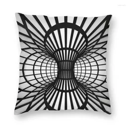 Kussen cool op kunst zwart en witte draadframe tunnel vierkant word cover home decoratieve 3D print geometric voor bank