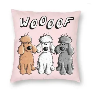 Oreiller cool woof caniches carré coque à la maison décorative 3d deux latérales caricature de bande dessinée couverture de chien pour le salon
