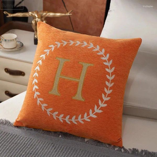 Almohada Algodón Inicio Logo Cubierta Tiro Casa Decorativa Piel Sala de estar Cómodo Sofá Silla Fundas De Cojines