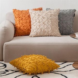 Almohada de algodón amarillo gris cubierta geométrica borlas cubre sofá decorativo Homestay bohemio cojines decoración hogar