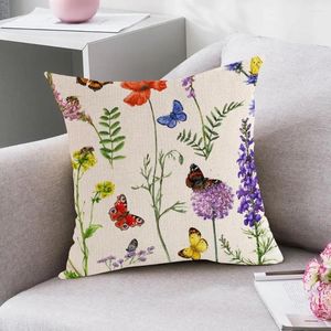 Couvercle de canapé d'oreiller jet floral taie d'oreiller fleur papillons imprimer des étuis colorés pour la chambre à la maison