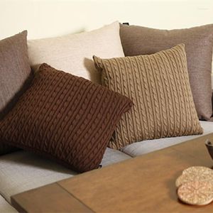 Housse de coussin tricotée au Design torsadé classique, taie d'oreiller décorative pour canapé, blanc, Beige, marron, gris, café, 45x45cm