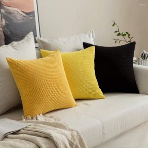 Taie d'oreiller velours côtelé pour salon canapé décoratif carré couleur unie Housse De Coussin décor à la maison