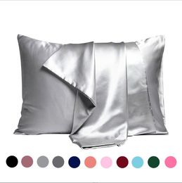 Taie d'oreiller Imitation Soie Taie d'oreiller Solide Coussins Cas Chambre Taie D'oreiller Décorative Canapé Canapé Housse De Coussin Literie Fournitures BC306