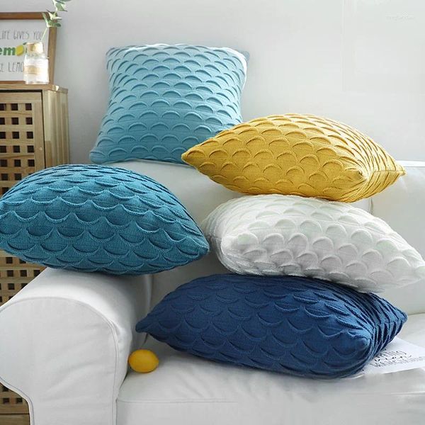 Housse de coussin tricotée nordique, taie d'oreiller décorative de luxe, Design de luxe, pour canapé, salon, blanc, 45x45cm