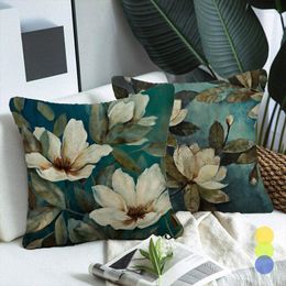 Kussensloop olieverfschilderij tuinië bloemen afdruk bank decoratieve fauxlinen vierkante kussens voor slaapkamer s couch home decor