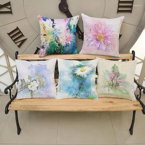 Couvercle d'oreiller peinture à l'huile de printemps fleurs artistiques oreillers décoratifs de bureau sauvage chaise intérieure décoration