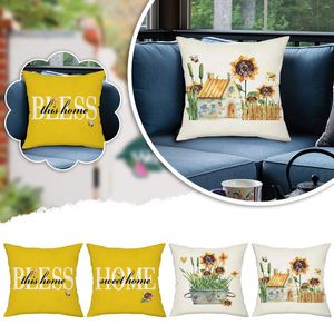 Couvercle d'oreiller Summer Yellow Sunflower Flowers Butterfly Farmhouse House House Sleeve Standard Oreads