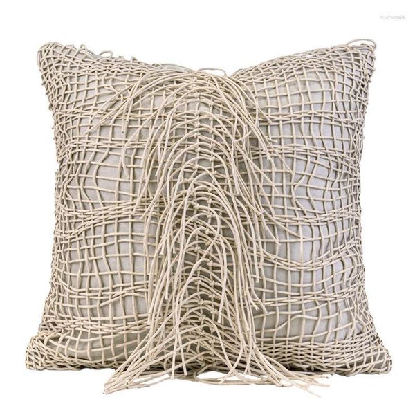 Housse de coussin en tissu suédé Beige tissé à la main, Design Unique, moderne et Simple, décoration de la maison, améliorez votre Style