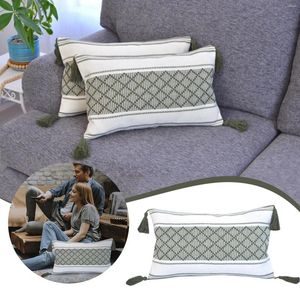 Couvercle d'oreiller avec glands de 12x20 pouces couvertures rectangulaires décoratives pour le salon canapé taise d'oreiller en soie
