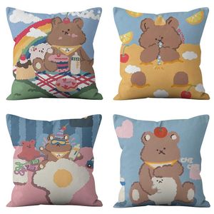 Fundas de almohada 45 Cute Bear Series Super Short Plush Case Lazy Home Bedside Sofa Back