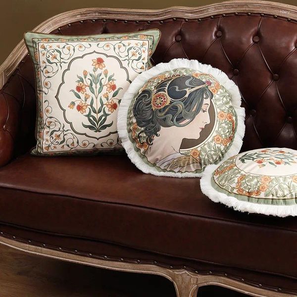 Cubiertas de almohadas Art Nouveau Alphonse Mucha Decoración del hogar Acentos de lujo Retro Lumbar Show Tape para el sofá Sofá Carretero