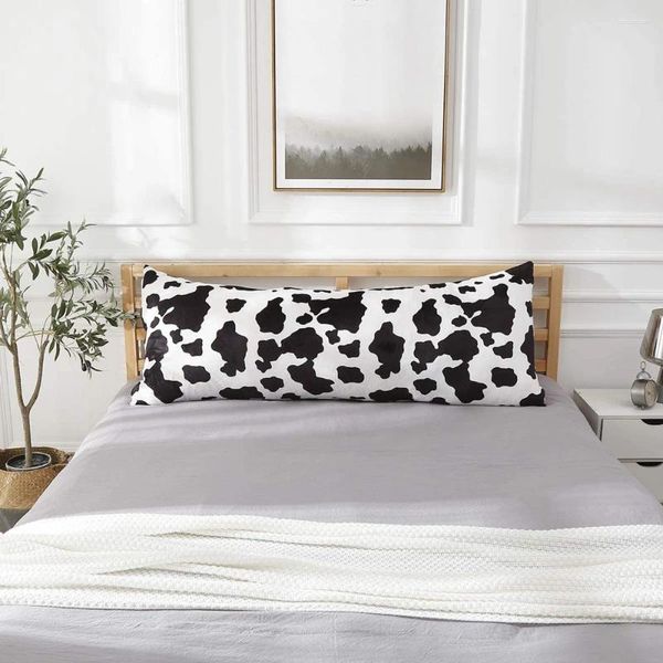 Funda de almohada con estampado de vaca, fundas de felpa de piel sintética, funda de almohada larga y acogedora para sofá cama, decoración de otoño para el hogar