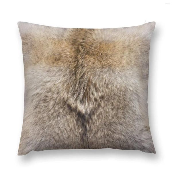 Oreiller Coyote imprimé fausse fourrure Image réaliste jeter canapé taies d'oreiller de noël