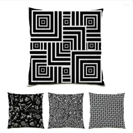 Oreiller décoration créative décoration intérieure en polyester canapé canapé décoratif salon en velours noir et blanc e0008