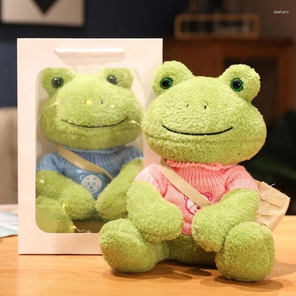 Oreiller Creative Frog Plush Mignon Animal Throw Oreiller pour Sofa Toys Chain de paquet portable Cadeau Girls