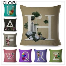 Pillow Creative Letter A-Z Image Linen Square Soft and Conforty Oreadcase Taille 45x45cm Home Chadow El Car Decorative