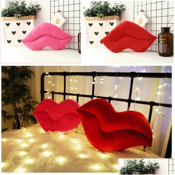 Almohada Creativa Rosa Labios Rojos Forma Cojín Hogar Decorativo Tiro Sofá Cintura Almohadas Decoración Textil Regalo de San Valentín 9676148 Drop Delive Dhhi6