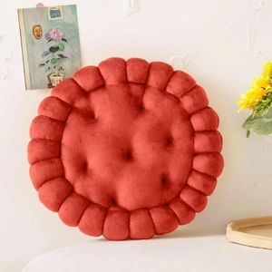 Kussen creatief zitkussen stevige kleur schattige koekjesvormige zachte ronde stoelmat voor woonkamer
