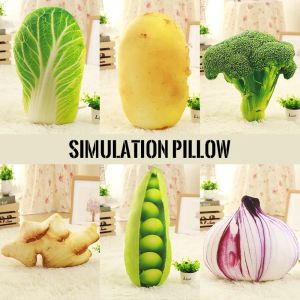 Almohada simulación creativa de vegetales cojín de almohada de vegetales muñecas jengibre brócoli brócoli col cojín de pimiento