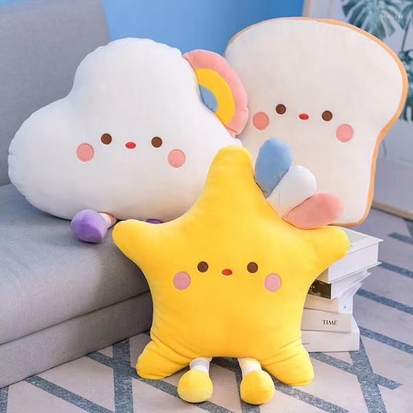 Oreiller jouet créatif lumineux doux en peluche en peluche étoiles brillantes nuage pain pomme jouets cadeau pour enfants enfants filles