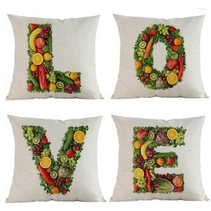 Kussen creatief gevarieerde groene groenten en fruit alfabet a-z 26 letters linnen kas sofa kinderkamer decoratieomslag