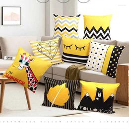Pillow Creative Yellow Black Geometry Lettres Cover Cover