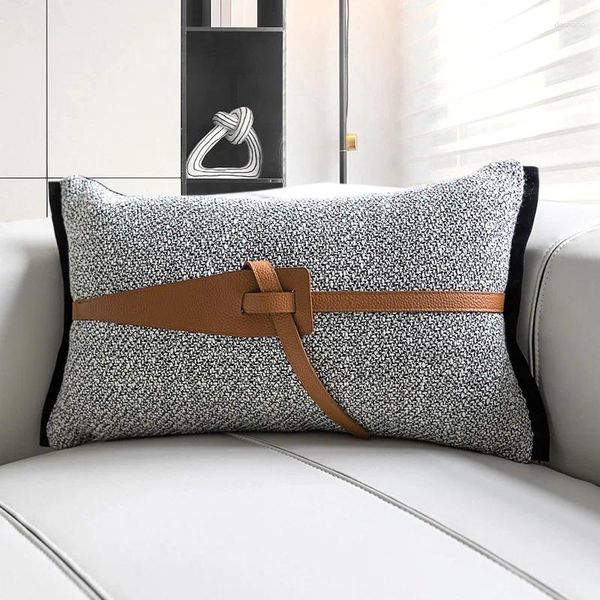 Pillow Croker Horse 30x50cm Throw Lumbar Cover Cotton Linen Tissu avec la taille de style concepteur de ceinture en cuir orange