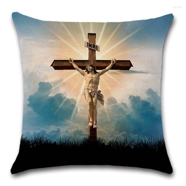 Almohada Cruz patrón Jesús cristianismo cubierta decoración para casa sofá tienda asiento coche fiesta caso amigo presente