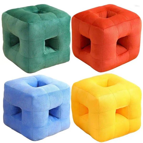 Forma de cubo de almohada siesta con mechones espesos de almohadilla cuadrada de asiento de asiento de piso cómodo