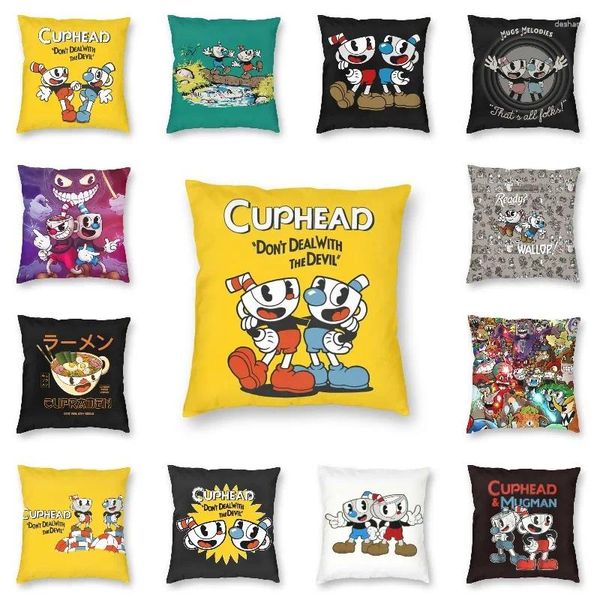 Pillow Cuphead y Mugman Square Thug Decor Home Decor Doble Estampado de videojuegos Electronic Rideo -Video