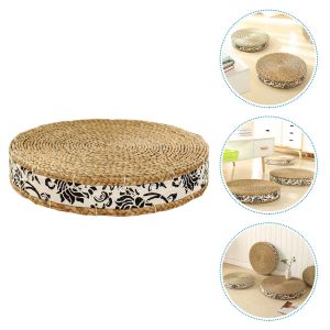 Kussenkussen tatami stro vloer meditatie ronde pouf kussen Japanse stoel stoel gevlochten yoga ottomaanse mat pad pads geweven rattan