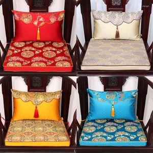 Kussen Custom Vintage Luxe Dikke Dikke 4 cm Sofe Zitkussen Fauteuil stoel Diner Decor Chinese Silk Brocade Sit Mat Lumbar