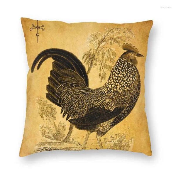 Almohada personal de pintura de aves de corral de almohada portada de arte decorativo de granja decorativa de granja de estampado doble para sofá