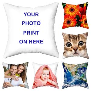 Kussen Pas uw foto's aan Baby Huisdieren Minnaar Kinderhoes Huis Decoratief Vierkant Bruiloft Print Kussensloop in elke maat