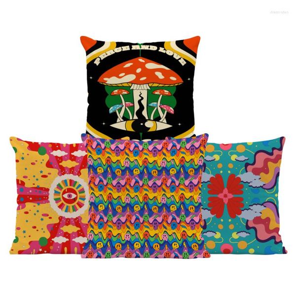 Funda de almohada personalizada con logotipo propio Trippy Mushroom Color Tears Mountains And Seas Funda de almohada Rodilla Niño