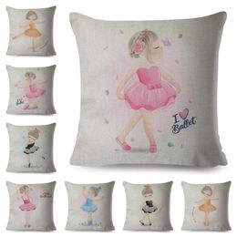 Kussen schattig ballet meisje print kussensloop decor mooie cartoon chidlren kast polyester cover voor sofa home kinderkamer