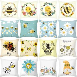 Kussen schattige cartoon dierafdruk bijen kussensloop 45 45 cm kussens kussens kussens sofa home decor covers